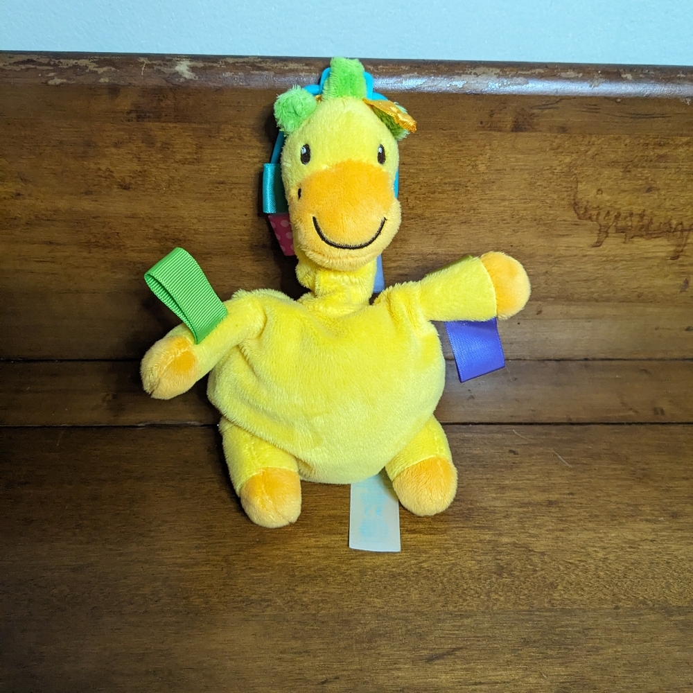 Taggies Yellow Giraffe Rattle Toy Lovey Security Blanket